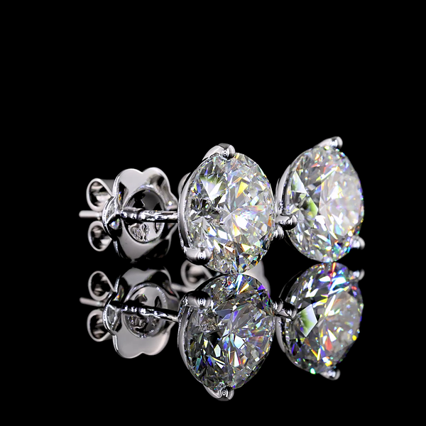 Lab-Grown 4.1 Carat Round F-VS1 Diamond 14K White Gold Martini Earrings