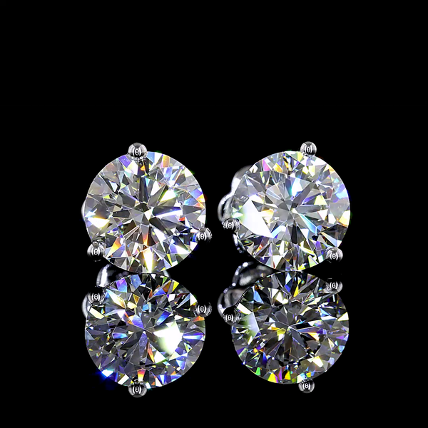 Lab-Grown 4.1 Carat Round F-VS1 Diamond 14K White Gold Martini Earrings