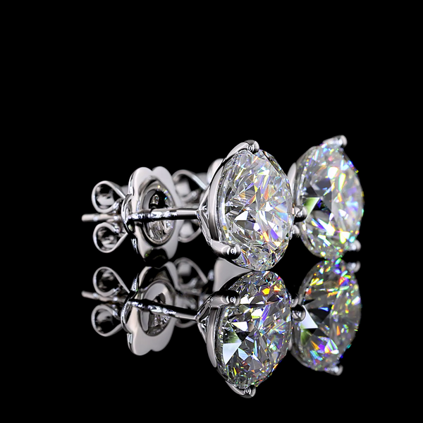 Lab-Grown 4.09 Carat Round E-VS1 Diamond 14K White Gold Martini Earrings
