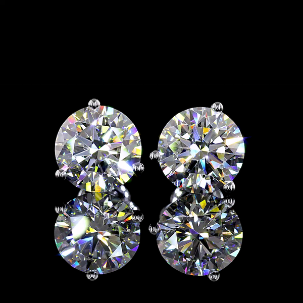 Lab-Grown 4.09 Carat Round E-VS1 Diamond 14K White Gold Martini Earrings