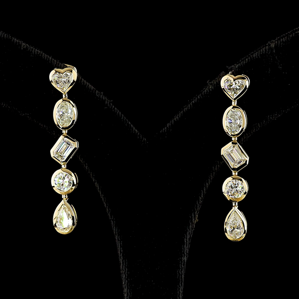 Lab-Grown 5.11 Carat MIX E-VS Diamond 14K Yellow Gold Hanging Earrings