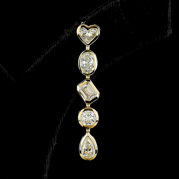 Lab-Grown 5.11 Carat MIX E-VS Diamond 14K Yellow Gold Hanging Earrings