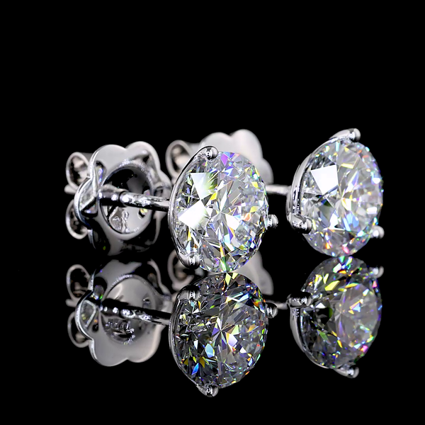 Lab-Grown 2.49 Carat Round E-VVS2 Diamond 14K White Gold Martini Earrings