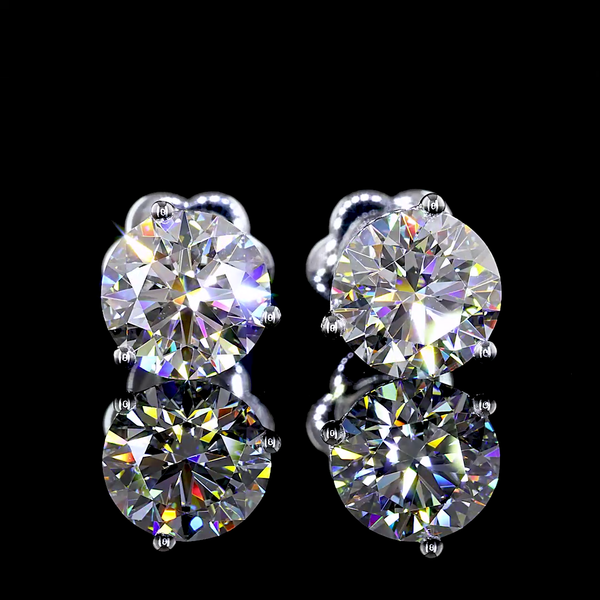 Lab-Grown 2.58 Carat Round E-VS1 Diamond 14K White Gold Martini Earrings