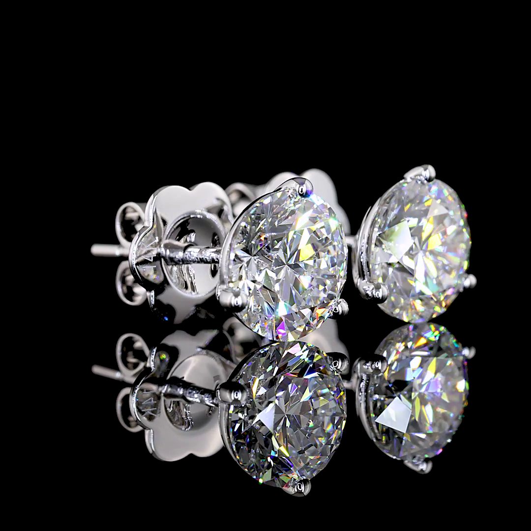 Lab-Grown 2.59 Carat Round E-VS1 Diamond 14K White Gold Martini Earrings