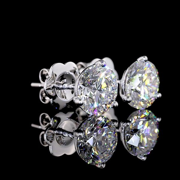 Lab-Grown 2.59 Carat Round E-VS1 Diamond 14K White Gold Martini Earrings