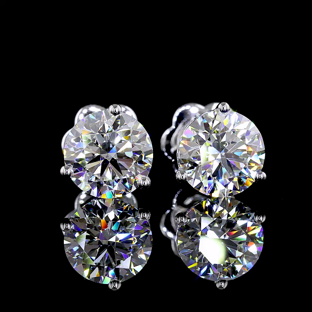 Lab-Grown 2.59 Carat Round E-VS1 Diamond 14K White Gold Martini Earrings