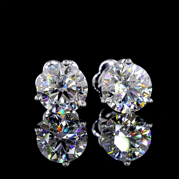 Lab-Grown 2.59 Carat Round E-VS1 Diamond 14K White Gold Martini Earrings