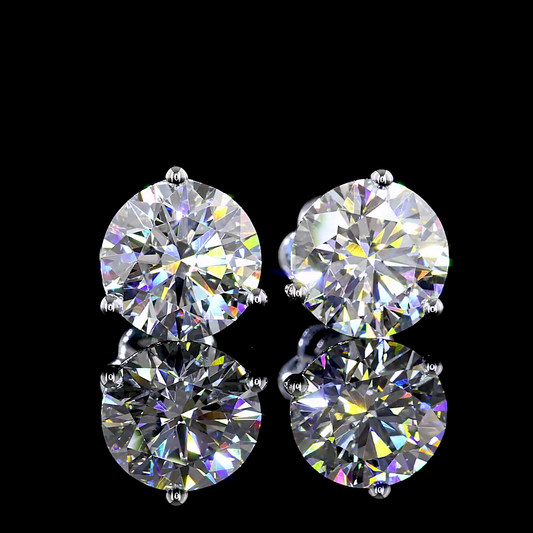 Lab-Grown 4.08 Carat Round F-VVS2 Diamond 14K White Gold Martini Earrings