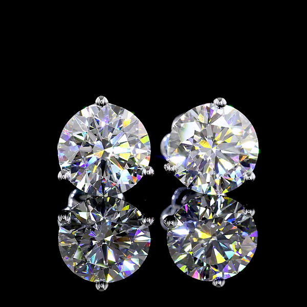 Lab-Grown 4.08 Carat Round F-VVS2 Diamond 14K White Gold Martini Earrings