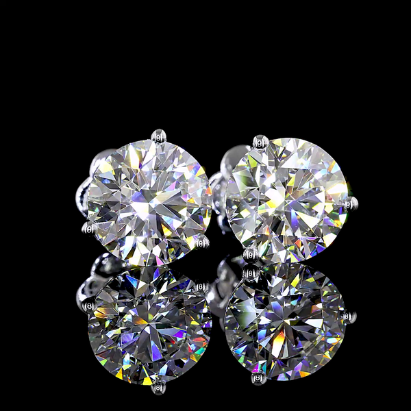 Lab-Grown 4.11 Carat Round F-VVS2 Diamond 14K White Gold Martini Earrings