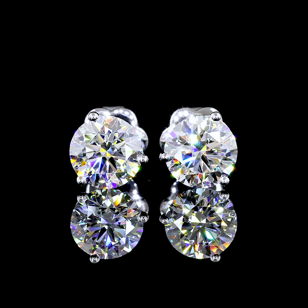 Lab-Grown 2.16 Carat Round E-VS2 Diamond 14K White Gold Martini Earrings