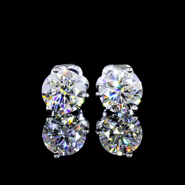 Lab-Grown 2.16 Carat Round E-VS2 Diamond 14K White Gold Martini Earrings