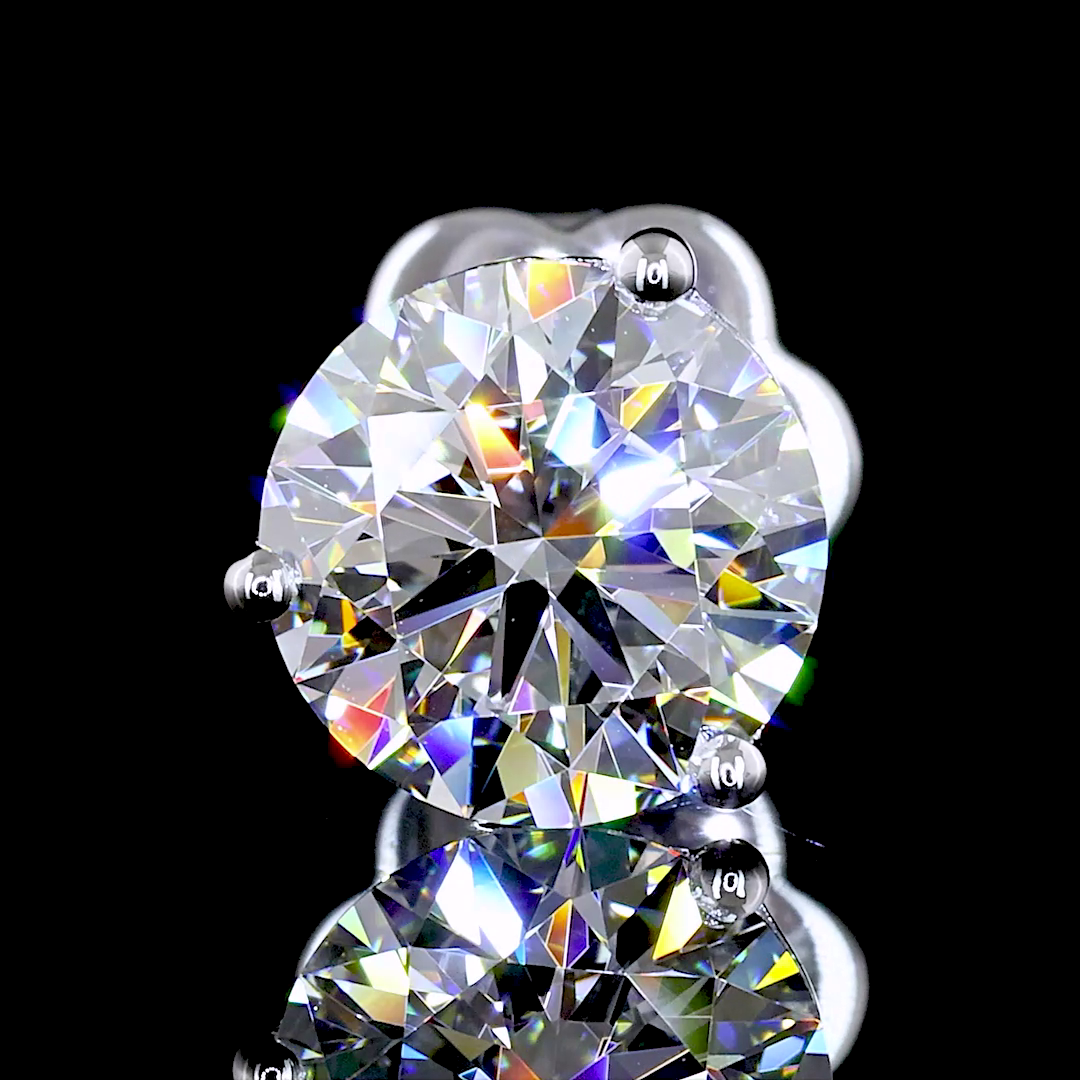 Lab-Grown 2.16 Carat Round E-VS2 Diamond 14K White Gold Martini Earrings