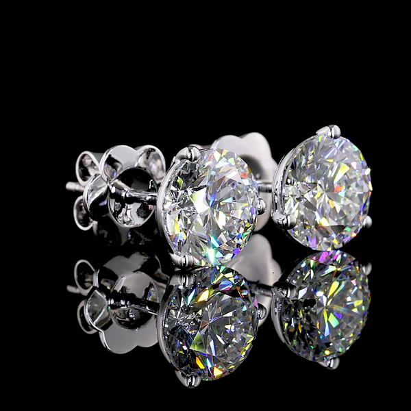 Lab-Grown 3.01 Carat Round D-VVS2 Diamond 14K White Gold Martini Earrings