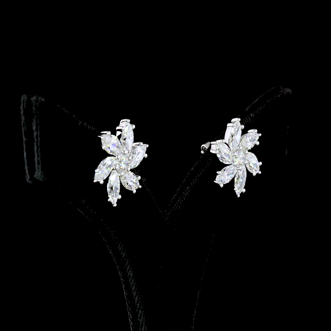 Lab-Grown 6.18 Carat MIX E-VS Diamond 14K White Gold Studs Earrings