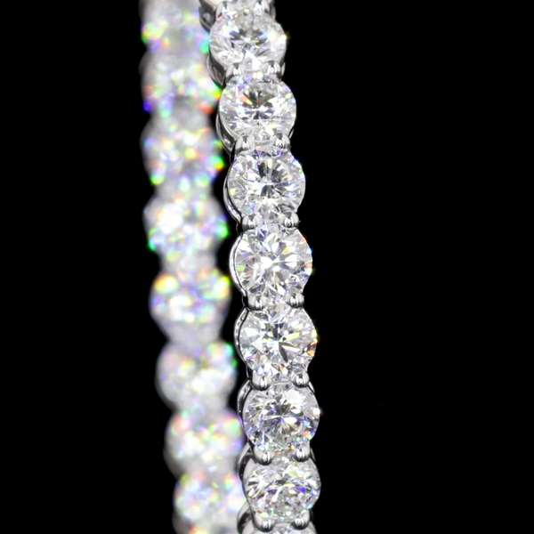 Lab-Grown 3.12 Carat Round E-VS1 Diamond 14K White Gold Hoops Earrings