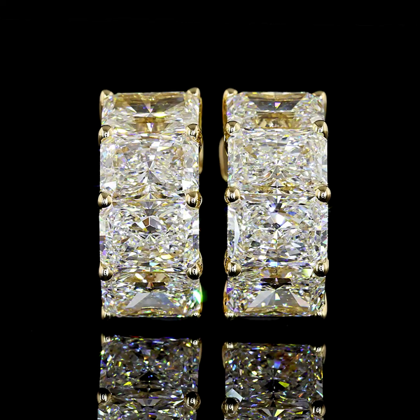 Lab-Grown 6.03 Carat Radiant - Diamond 14K Yellow Gold Huggies Earrings