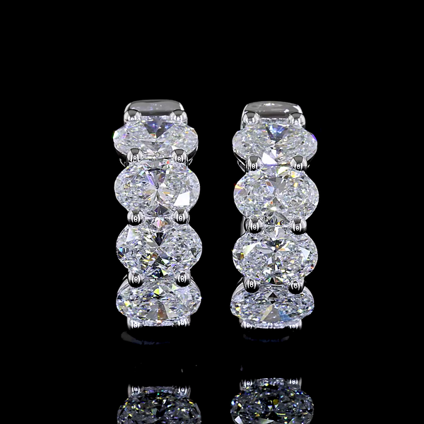Lab-Grown 1.99 Carat Oval E-VS Diamond 14K White Gold Huggies Earrings