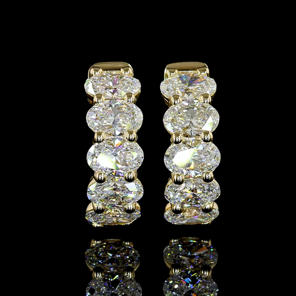 Lab-Grown 2.23 Carat Oval E-VS Diamond 14K Yellow Gold Huggies Earrings
