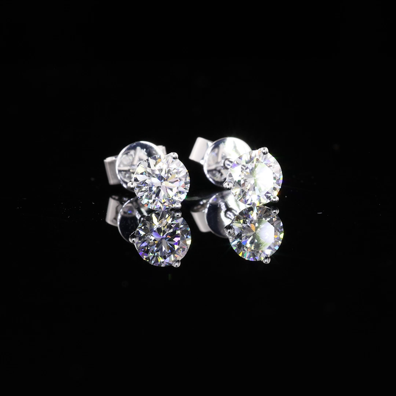 Lab-Grown 1.09 Carat Round F-VS2 Diamond 14K White Gold Martini Earrings