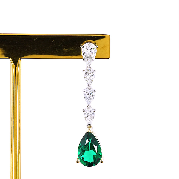 Lab-Grown 4.29 Carat Pear -VS1 Diamond 14K Two Tone Hanging Earrings