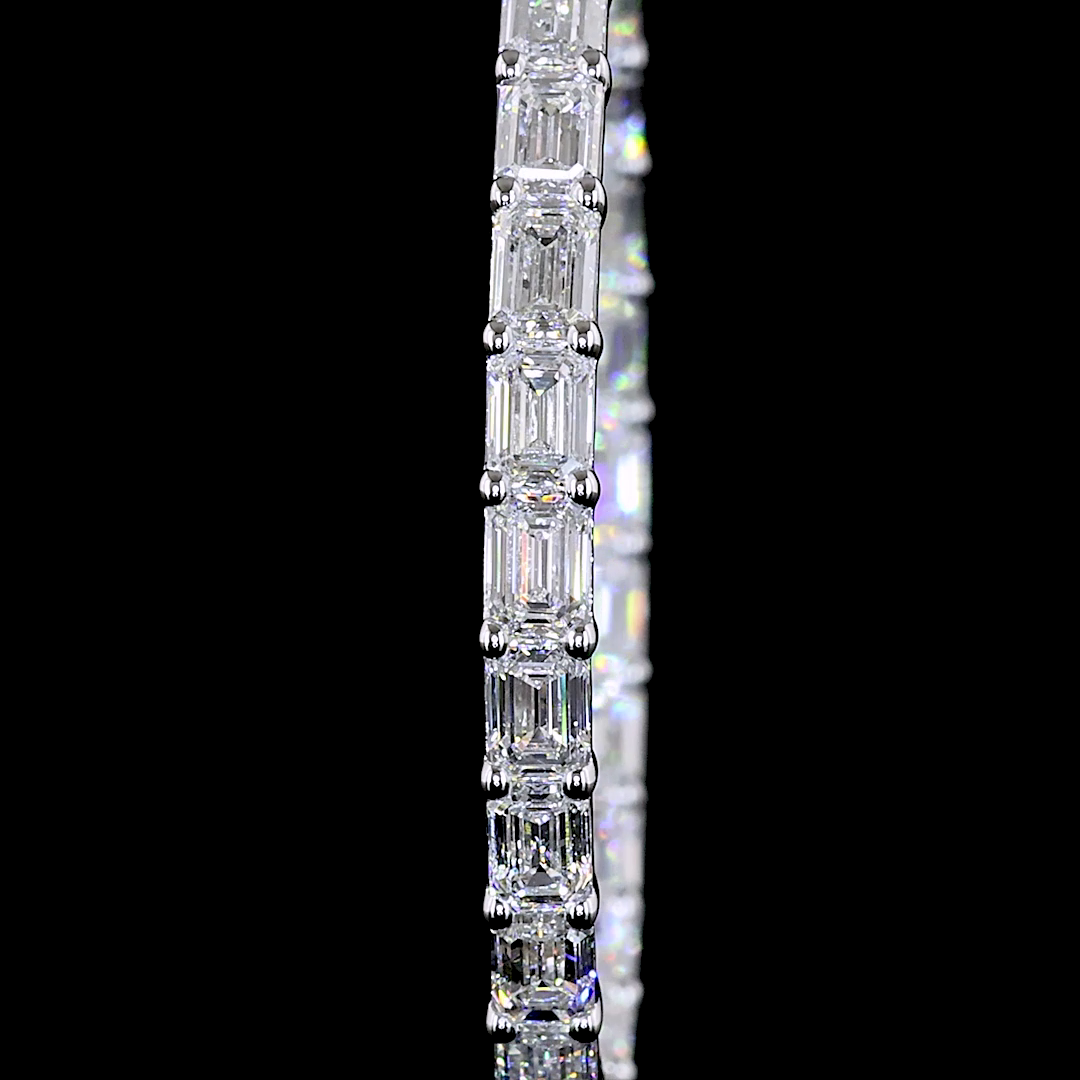 Lab-Grown 5.32 Carat Emerald E-VS Diamond 14K White Gold Hoops Earrings