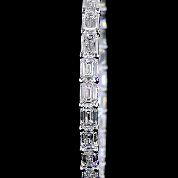 Lab-Grown 5.32 Carat Emerald E-VS Diamond 14K White Gold Hoops Earrings