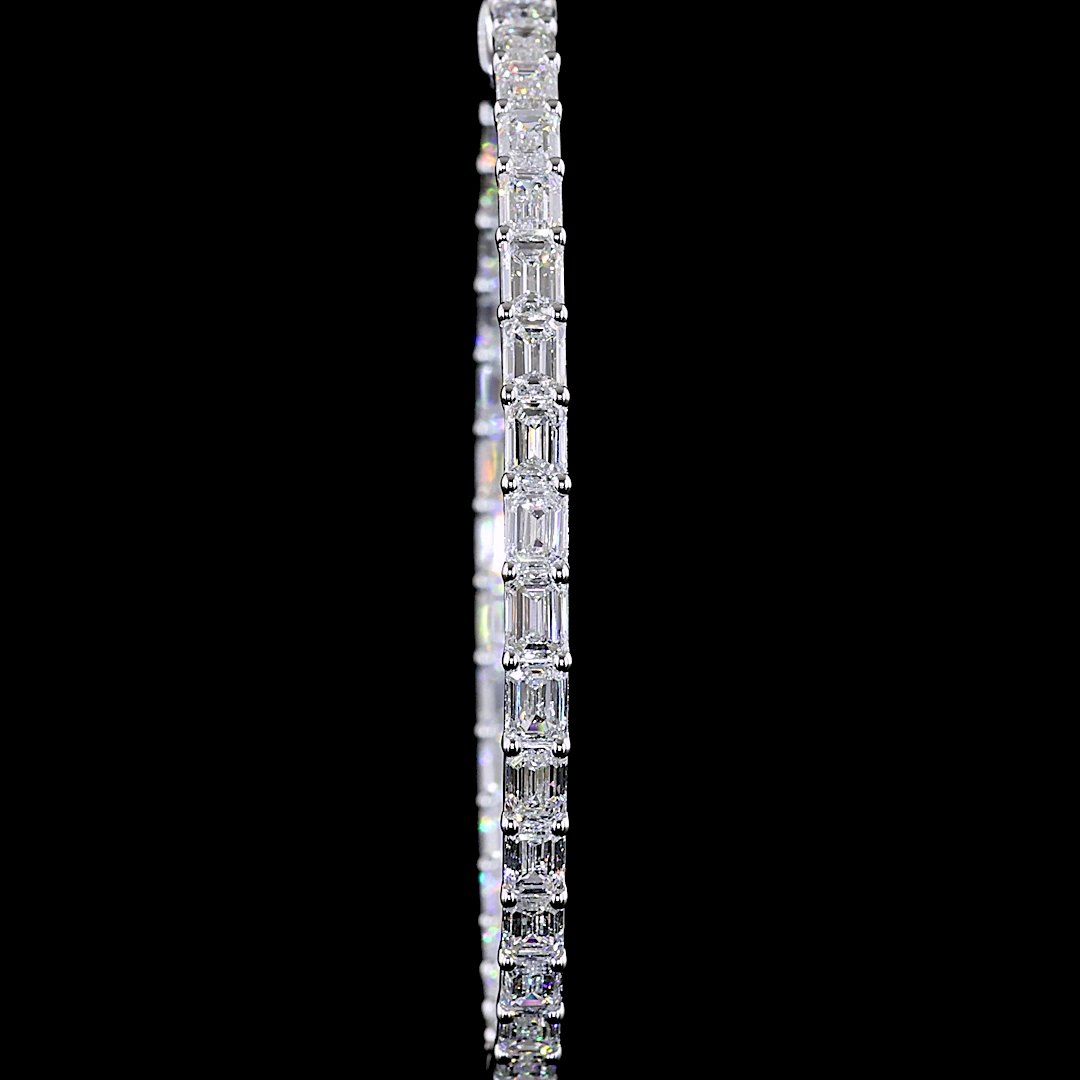 Lab-Grown 7.1 Carat Emerald E-VS1 Diamond 14K White Gold Hoops Earrings