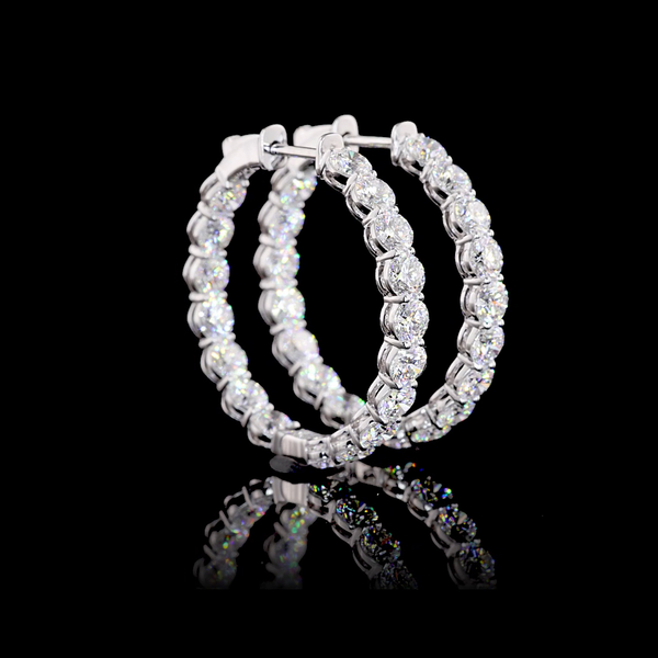 Lab-Grown 4.60 Carat Round E-VS1 Diamond 14K White Gold Hoops Earrings