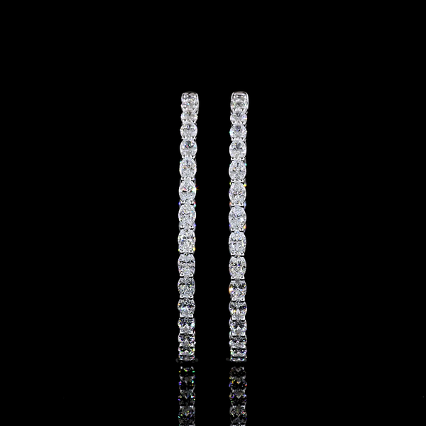 Lab-Grown 6.22 Carat Oval E-VS Diamond 14K White Gold Hoops Earrings