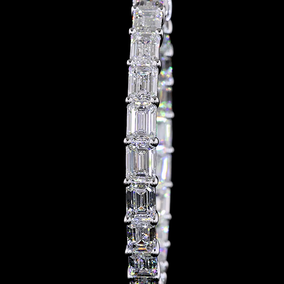 Lab-Grown 13.58 Carat Emerald E-VS2 Diamond 14K White Gold Hoops Earrings
