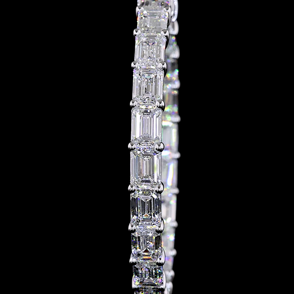 Lab-Grown 13.58 Carat Emerald E-VS2 Diamond 14K White Gold Hoops Earrings