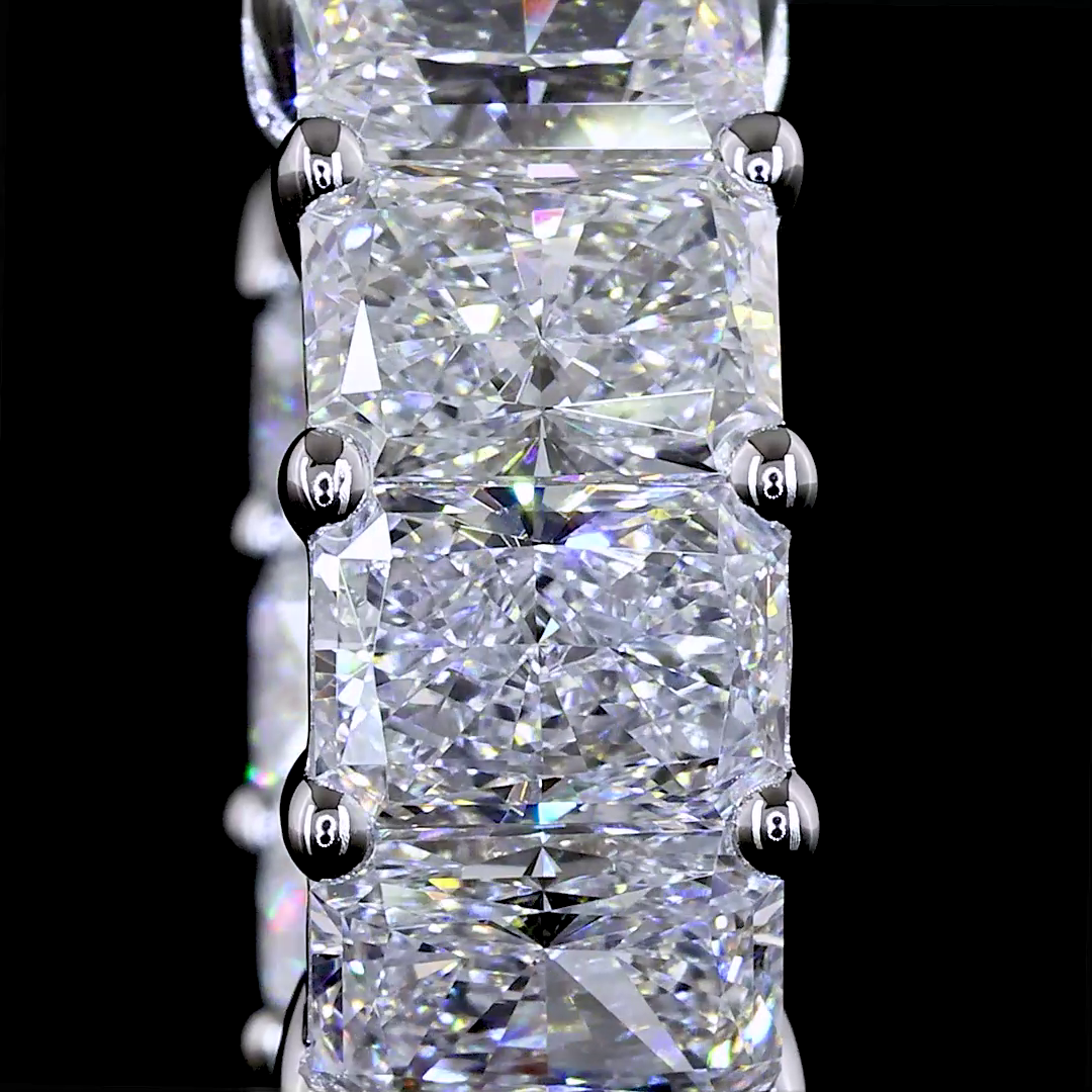 Lab-Grown 4.88 Carat Radiant E-VS1 Diamond 14K White Gold Huggies Earrings