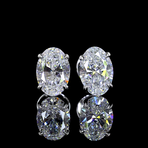 Lab-Grown 1.08 Carat Oval F-VS2 Diamond 18K White Gold Studs Earrings