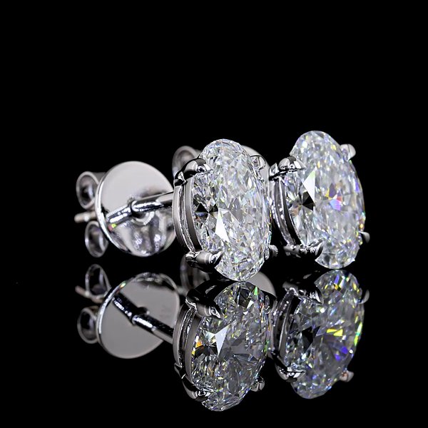 Lab-Grown 1.08 Carat Oval F-VS2 Diamond 18K White Gold Studs Earrings