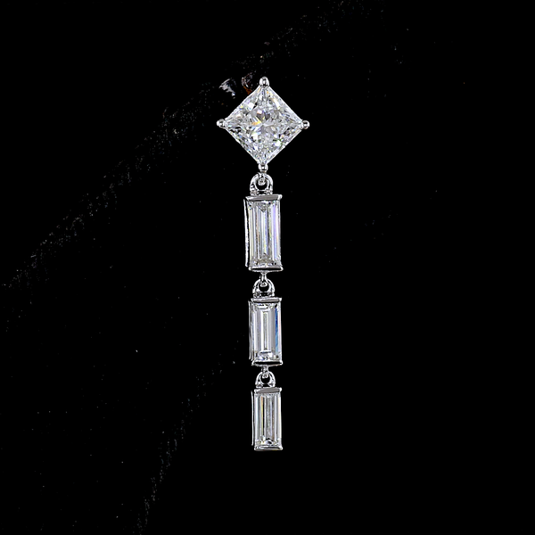 Lab-Grown 2.03 Carat MIX - Diamond 14K White Gold Hanging Earrings