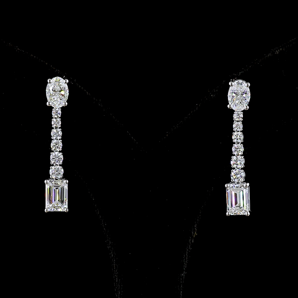Lab-Grown 4.98 Carat MIX - Diamond 14K White Gold Hanging Earrings