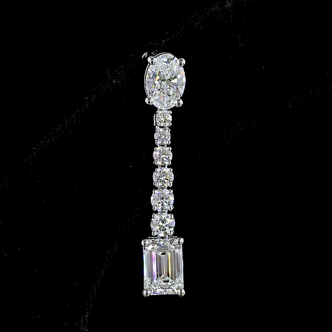 Lab-Grown 4.98 Carat MIX - Diamond 14K White Gold Hanging Earrings