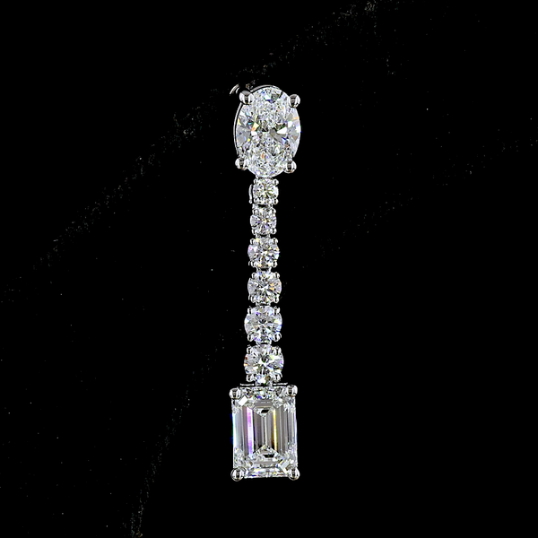 Lab-Grown 4.98 Carat MIX - Diamond 14K White Gold Hanging Earrings