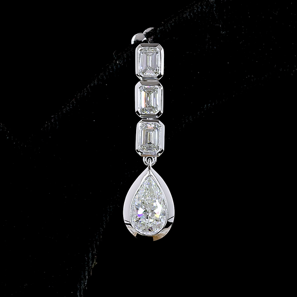 Lab-Grown 5.09 Carat MIX F-VS1 Diamond 14K White Gold Hanging Earrings