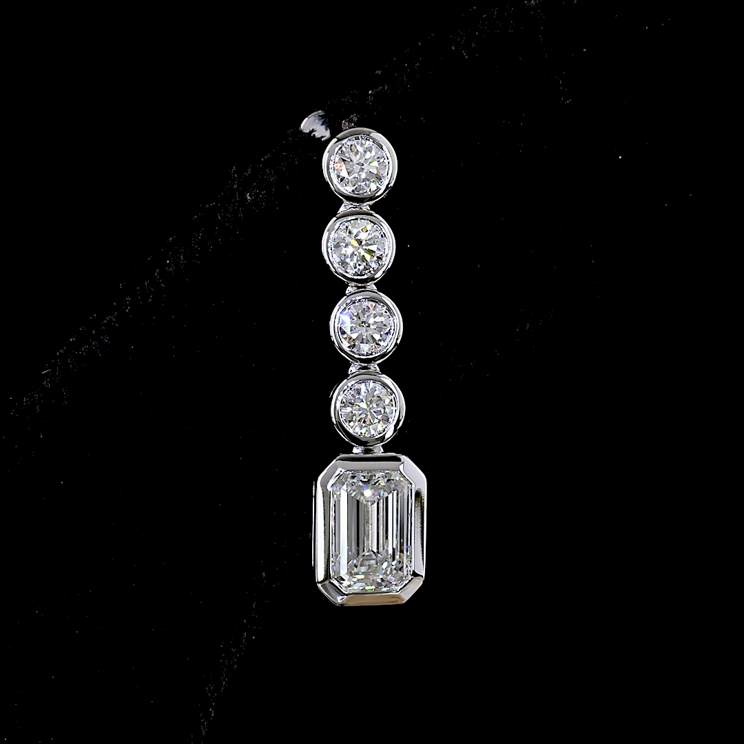 Lab-Grown 2.56 Carat MIX E-VS2 Diamond 14K White Gold Hanging Earrings