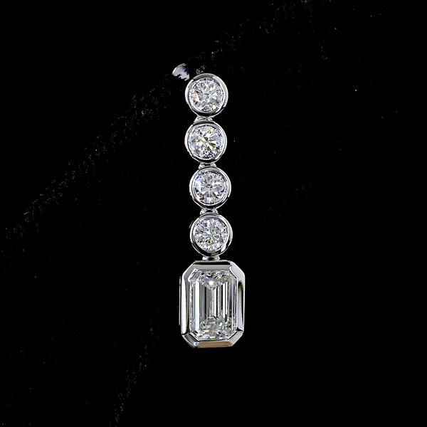 Lab-Grown 2.56 Carat MIX E-VS2 Diamond 14K White Gold Hanging Earrings