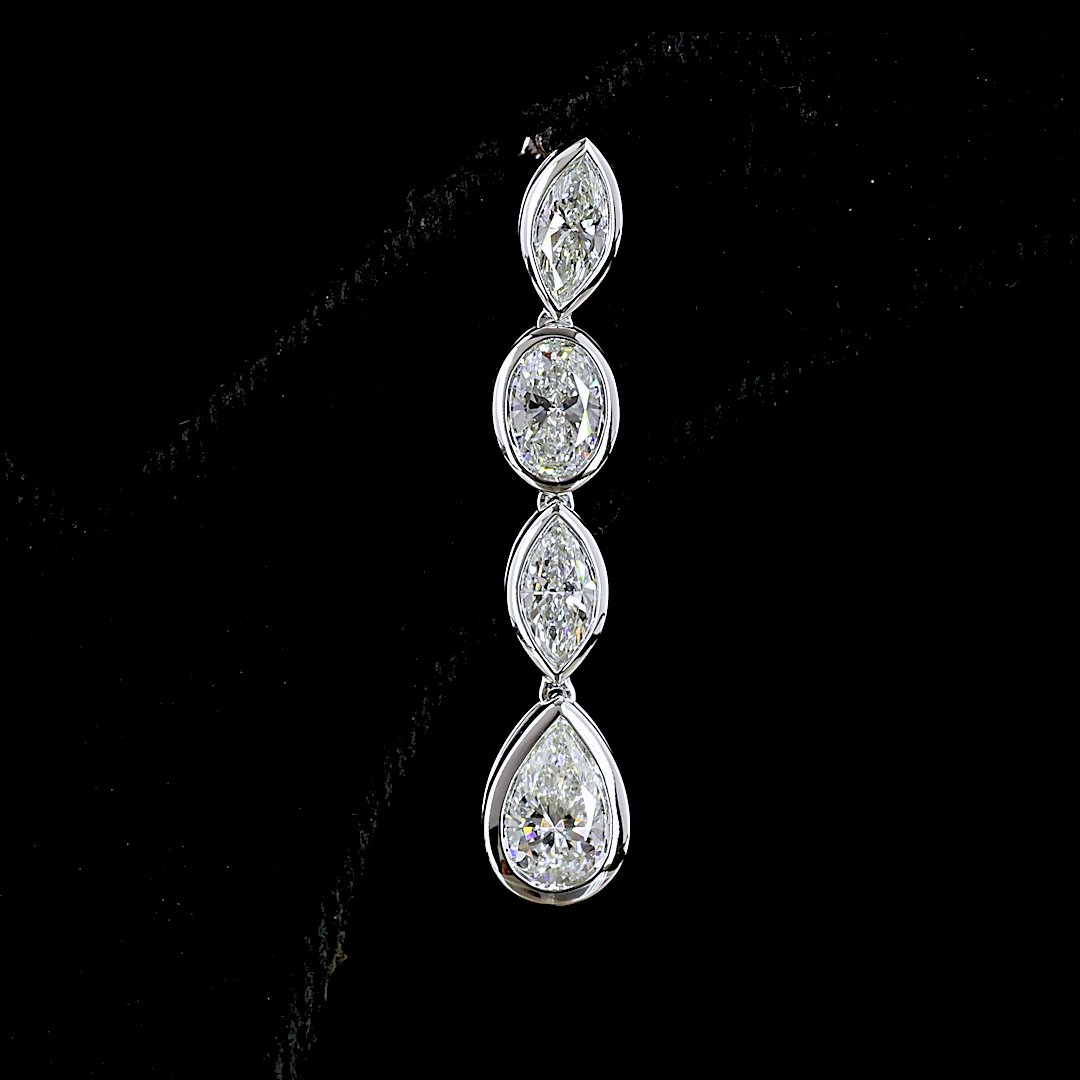 Lab-Grown 3.67 Carat MIX E-VS2 Diamond 14K White Gold Hanging Earrings
