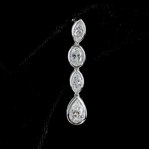 Lab-Grown 3.67 Carat MIX E-VS2 Diamond 14K White Gold Hanging Earrings