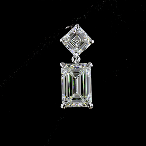 Lab-Grown 8.21 Carat MIX F-VS2 Diamond 14K White Gold Hanging Earrings