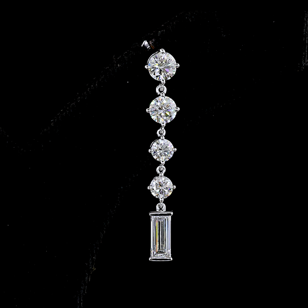 Lab-Grown 3.29 Carat MIX E-VS2 Diamond 14K White Gold Hanging Earrings