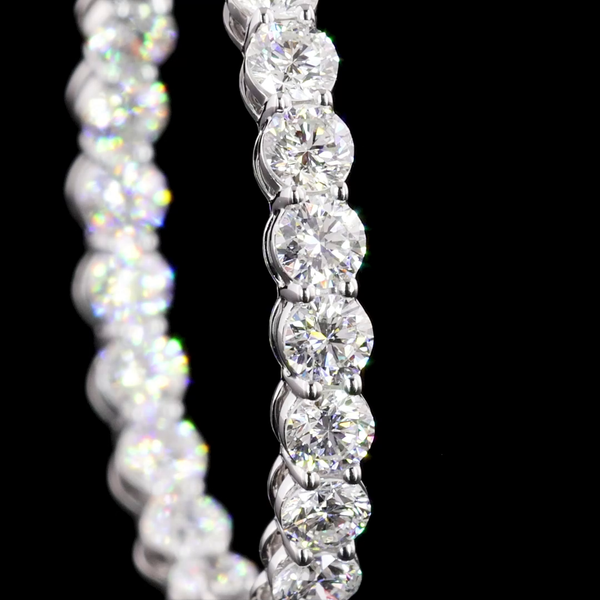 Lab-Grown 2.06 Carat Round E-VS1 Diamond 14K White Gold Hoops Earrings