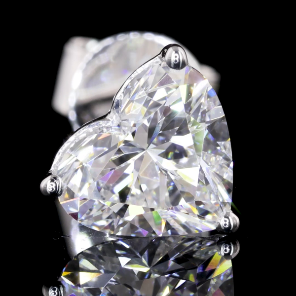 Lab-Grown 1.66 Carat Heart F-VVS2 Diamond 14K White Gold Studs Earrings