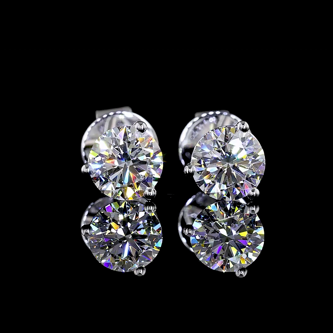 Lab-Grown 1.01 Carat Round E-VS2 Diamond 14K White Gold Martini Earrings